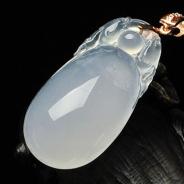 冰种淡紫罗兰缅甸翡翠A货福瓜挂件