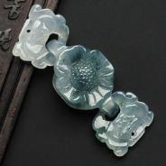 冰种飘花缅甸翡翠A货花链挂件