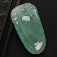 冰种晴水缅甸翡翠A货双龙如意挂件