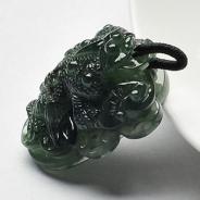 冰种油青缅甸翡翠A货金蟾挂件