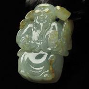 糯冰种晴水黄翡缅甸翡翠A货神算子挂件