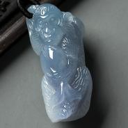 冰种紫罗兰缅甸翡翠A货灵猴献寿挂件