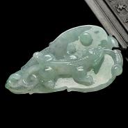 糯冰种晴水缅甸翡翠A货龙成大业挂件