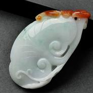 (超值推荐)糯冰种红翡略飘花缅甸翡翠A货如意挂件