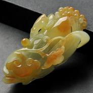 糯冰种晴水黄翡缅甸翡翠A货玉兰花挂件