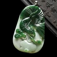 糯冰种油青缅甸翡翠A货大展鸿图挂件