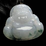 糯冰种飘花缅甸翡翠A货玉佛挂件