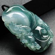 冰种蓝水缅甸翡翠A货喜上眉梢挂件