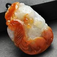 糯冰种红翡缅甸翡翠A货英明神武挂件