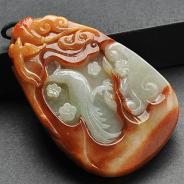 糯冰种红黄翡缅甸翡翠A货喜上眉梢挂件