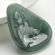 冰种蓝水缅甸翡翠A货富贵花开挂件