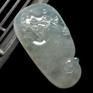 冰种晴水缅甸翡翠A货仿古龙挂件