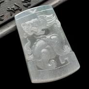 冰种略飘花缅甸翡翠A货望天吼挂件