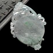 冰种飘翠缅甸翡翠A货仿古龙牌挂件