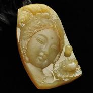 糯冰种黄翡缅甸翡翠A货出水芙蓉挂件