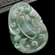 冰种飘花缅甸翡翠A货凤来仪挂件