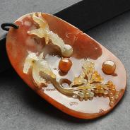 糯冰种红黄翡缅甸翡翠A货双喜临门挂件