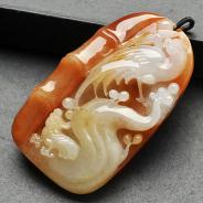 糯冰种红黄翡缅甸翡翠A货节节高升高挂件
