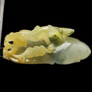 糯冰种黄翡飘花缅甸翡翠A货螳螂挂件