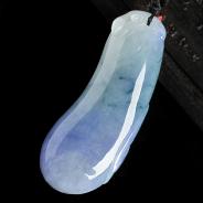 糯冰种紫罗兰飘花缅甸翡翠A货福瓜挂件