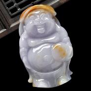 糯冰种紫罗兰黄翡缅甸翡翠A货绍海佛挂件