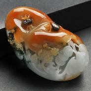 糯冰种红黄翡飘花缅甸翡翠A货富甲天下挂件