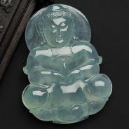 冰种晴水缅甸翡翠A货观音挂件