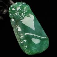 冰种绿晴水缅甸翡翠A货节节高升挂件
