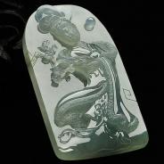 冰种晴水缅甸翡翠A货踏雪寻梅挂件