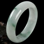 糯冰种飘花缅甸翡翠A货手镯（57.7mm）