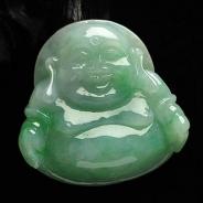 糯冰种飘翠缅甸翡翠A货玉佛挂件