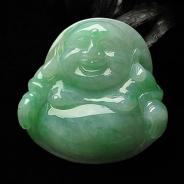 糯冰种飘翠缅甸翡翠A货玉佛挂件