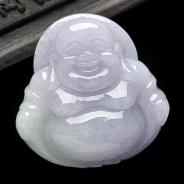 糯冰种紫罗兰缅甸翡翠A货玉佛挂件