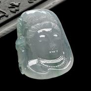 冰种晴水缅甸翡翠A货观音头挂件