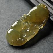 冰种黄翡缅甸翡翠A货福禄寿挂件