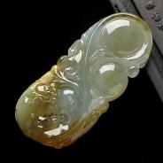 冰种黄翡缅甸翡翠A货龙行如意挂件