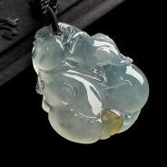 冰种淡晴水缅甸翡翠A货如意挂件