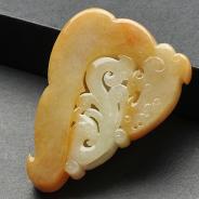 糯冰种黄翡缅甸翡翠A货仿古龙凤呈祥挂件