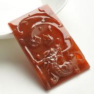 冰种红翡缅甸翡翠A货龙牌挂件