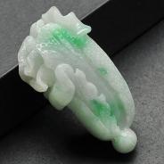 糯冰种飘翠缅甸翡翠A货白菜挂件