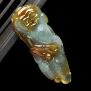 冰种晴水褐红翡缅甸翡翠A货渔翁得利挂件