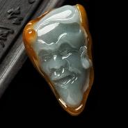 糯冰种晴水褐红翡缅甸翡翠A货智叟挂件