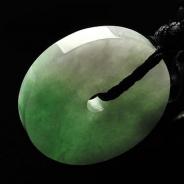 糯冰种淡春带彩缅甸翡翠A货平安扣挂件