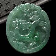 冰种晴水缅甸翡翠A货龙牌挂件
