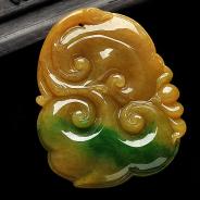 细糯种黄加绿缅甸翡翠A货如意挂件