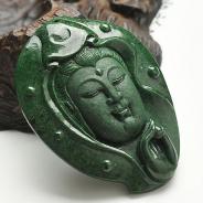细糯种干青缅甸翡翠A货观音头挂件