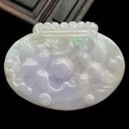细糯种紫罗兰缅甸翡翠A货如意锁挂件