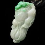 细糯种飘翠缅甸翡翠A货白菜挂件