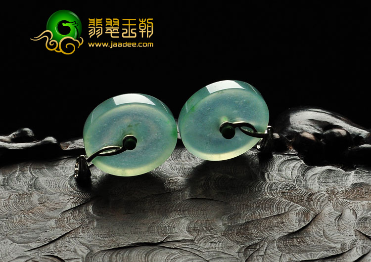 冰玻种晴水缅甸翡翠A货平安扣挂件（一对）