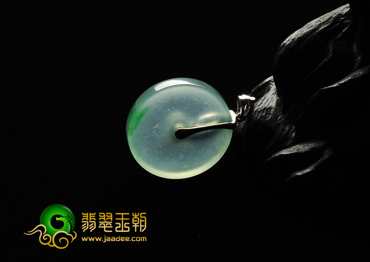冰玻种晴水飘翠缅甸翡翠A货平安扣挂件
